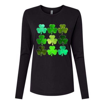 Lucky Clover Green Irish Funny st patricks day Womens Cotton Relaxed Long Sleeve T-Shirt