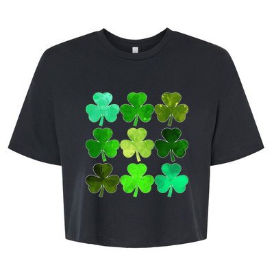 Lucky Clover Green Irish Funny st patricks day Bella+Canvas Jersey Crop Tee