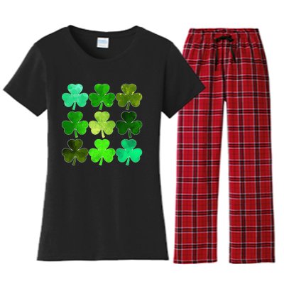 Lucky Clover Green Irish Funny st patricks day Women's Flannel Pajama Set