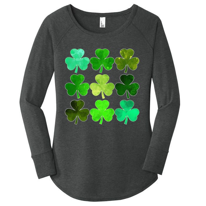 Lucky Clover Green Irish Funny st patricks day Women's Perfect Tri Tunic Long Sleeve Shirt