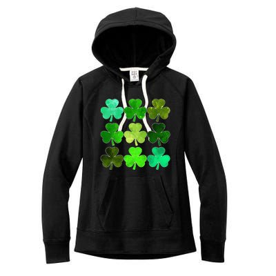 Lucky Clover Green Irish Funny st patricks day Women's Fleece Hoodie