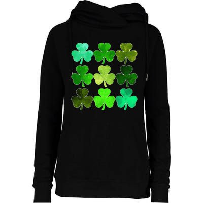 Lucky Clover Green Irish Funny st patricks day Womens Funnel Neck Pullover Hood