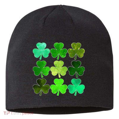 Lucky Clover Green Irish Funny st patricks day Sustainable Beanie