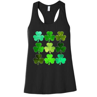 Lucky Clover Green Irish Funny st patricks day Women's Racerback Tank