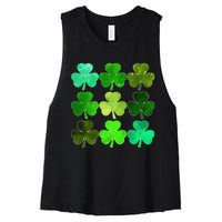 Lucky Clover Green Irish Funny st patricks day Women's Racerback Cropped Tank