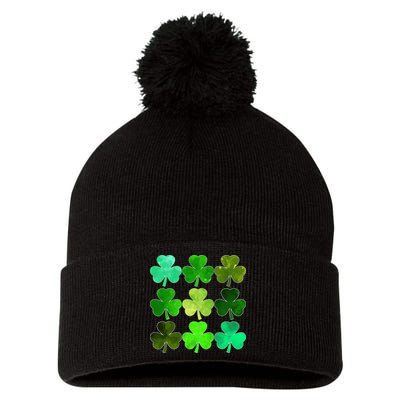 Lucky Clover Green Irish Funny st patricks day Pom Pom 12in Knit Beanie