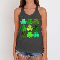 Lucky Clover Green Irish Funny st patricks day Women's Knotted Racerback Tank