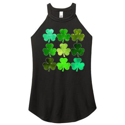 Lucky Clover Green Irish Funny st patricks day Women's Perfect Tri Rocker Tank