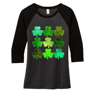 Lucky Clover Green Irish Funny st patricks day Women's Tri-Blend 3/4-Sleeve Raglan Shirt