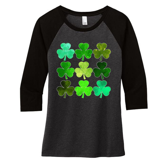 Lucky Clover Green Irish Funny st patricks day Women's Tri-Blend 3/4-Sleeve Raglan Shirt