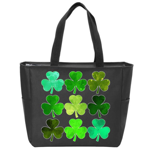 Lucky Clover Green Irish Funny st patricks day Zip Tote Bag