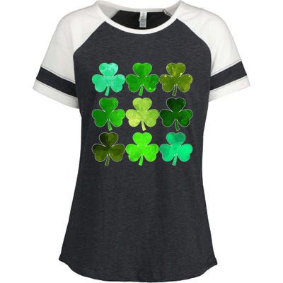 Lucky Clover Green Irish Funny st patricks day Enza Ladies Jersey Colorblock Tee