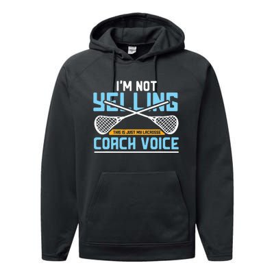 Lacrosse Coach Gift Lax Sticks Funny Coach Voice Performance Fleece Hoodie