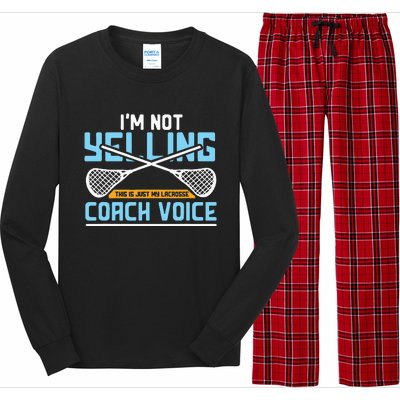 Lacrosse Coach Gift Lax Sticks Funny Coach Voice Long Sleeve Pajama Set