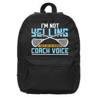 Lacrosse Coach Gift Lax Sticks Funny Coach Voice 16 in Basic Backpack