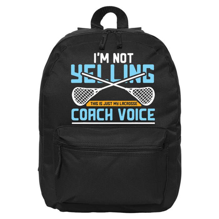 Lacrosse Coach Gift Lax Sticks Funny Coach Voice 16 in Basic Backpack