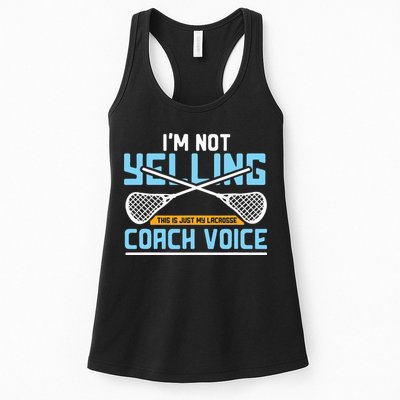 Lacrosse Coach Gift Lax Sticks Funny Coach Voice Womens Tank Top