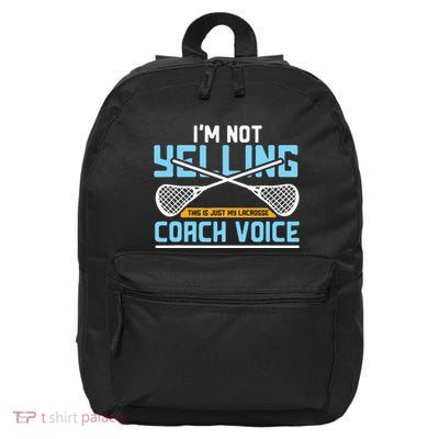Lacrosse Coach Gift Lax Sticks Funny Coach Voice 16 in Basic Backpack
