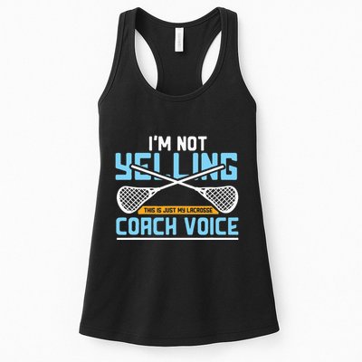 Lacrosse Coach Gift Lax Sticks Funny Coach Voice Womens Tank Top