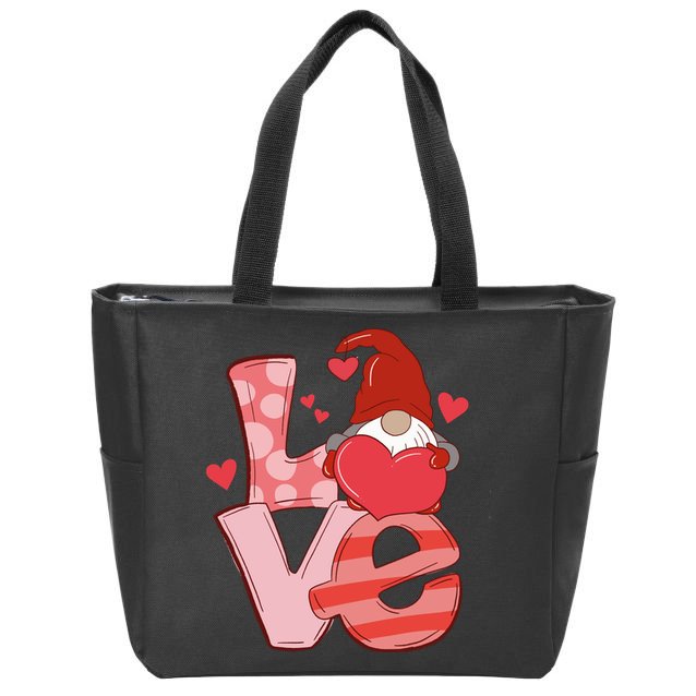 Love Cute Gnome Valentines Day Heart Zip Tote Bag