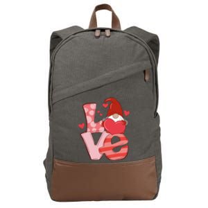 Love Cute Gnome Valentines Day Heart Cotton Canvas Backpack