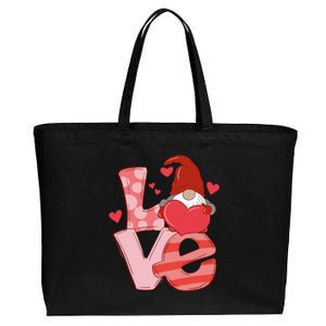 Love Cute Gnome Valentines Day Heart Cotton Canvas Jumbo Tote