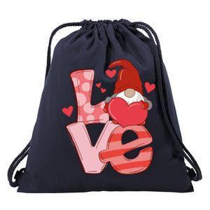 Love Cute Gnome Valentines Day Heart Drawstring Bag