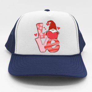 Love Cute Gnome Valentines Day Heart Trucker Hat