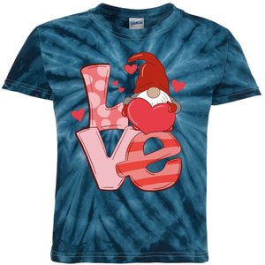 Love Cute Gnome Valentines Day Heart Kids Tie-Dye T-Shirt