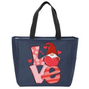 Love Cute Gnome Valentines Day Heart Zip Tote Bag