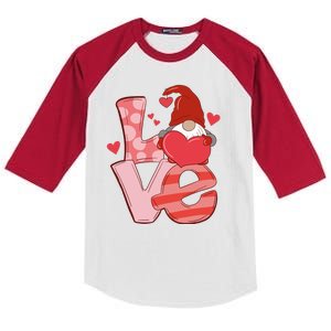 Love Cute Gnome Valentines Day Heart Kids Colorblock Raglan Jersey