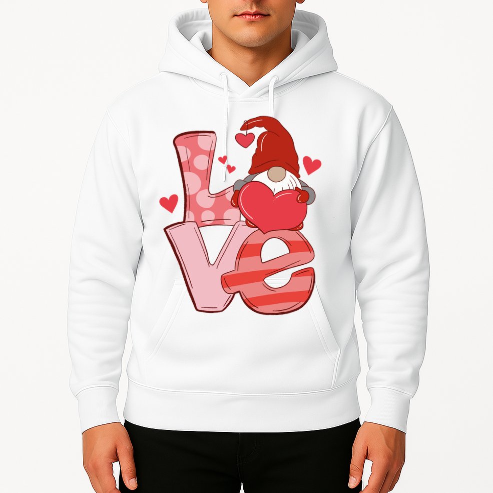 Love Cute Gnome Valentines Day Heart Hoodie