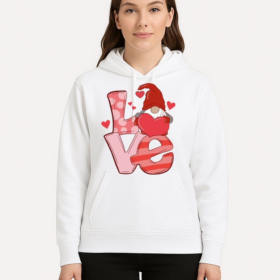 Love Cute Gnome Valentines Day Heart Hoodie