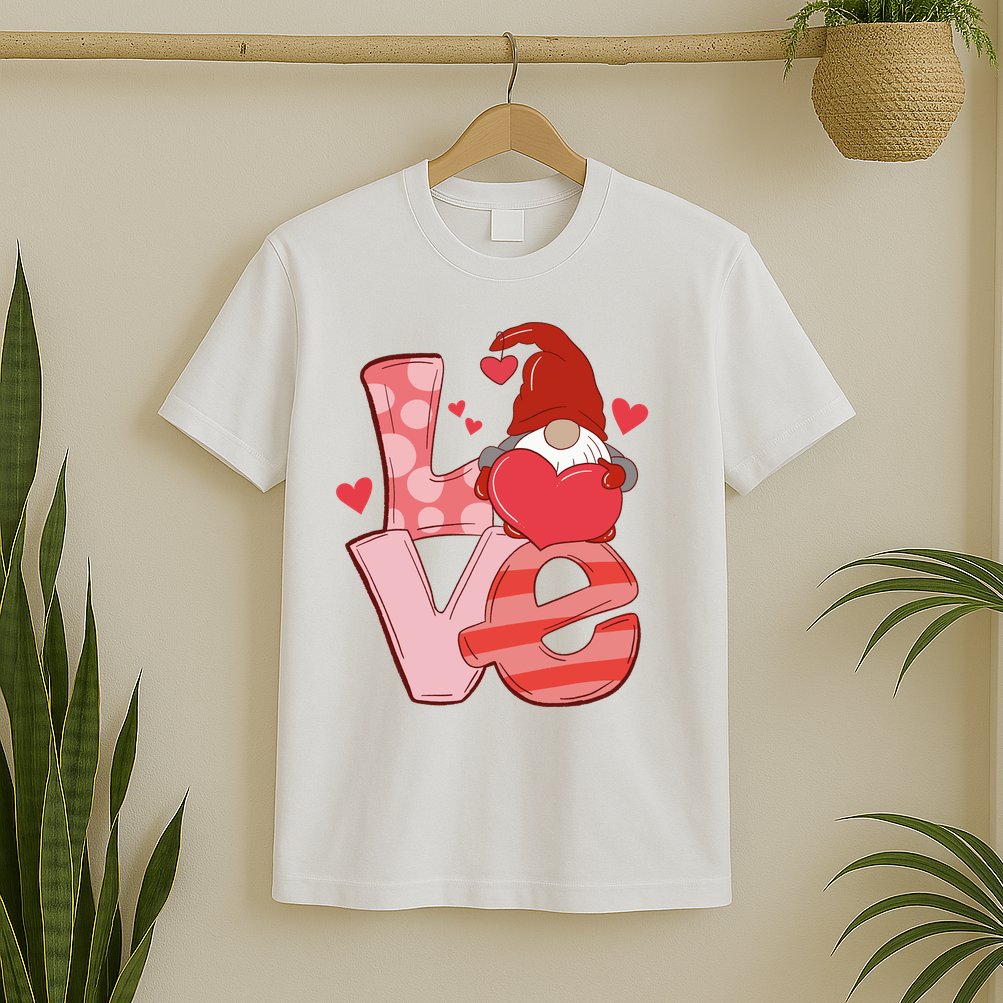 Love Cute Gnome Valentines Day Heart T-Shirt