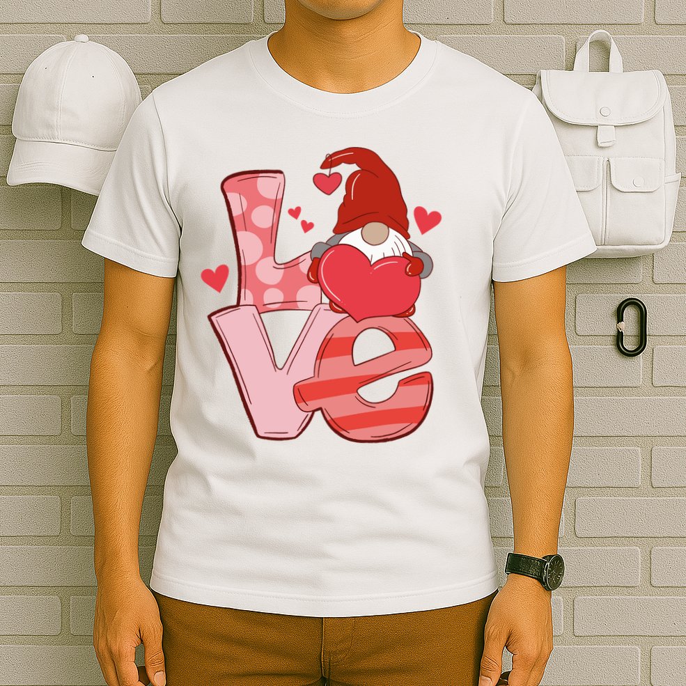 Love Cute Gnome Valentines Day Heart T-Shirt