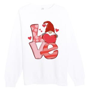 Love Cute Gnome Valentines Day Heart Premium Crewneck Sweatshirt