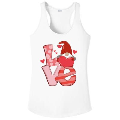 Love Cute Gnome Valentines Day Heart Ladies PosiCharge Competitor Racerback Tank