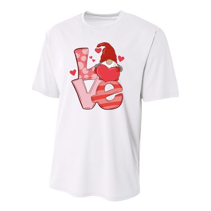 Love Cute Gnome Valentines Day Heart Youth Performance Sprint T-Shirt