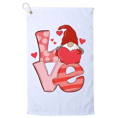 Love Cute Gnome Valentines Day Heart Golf Towel