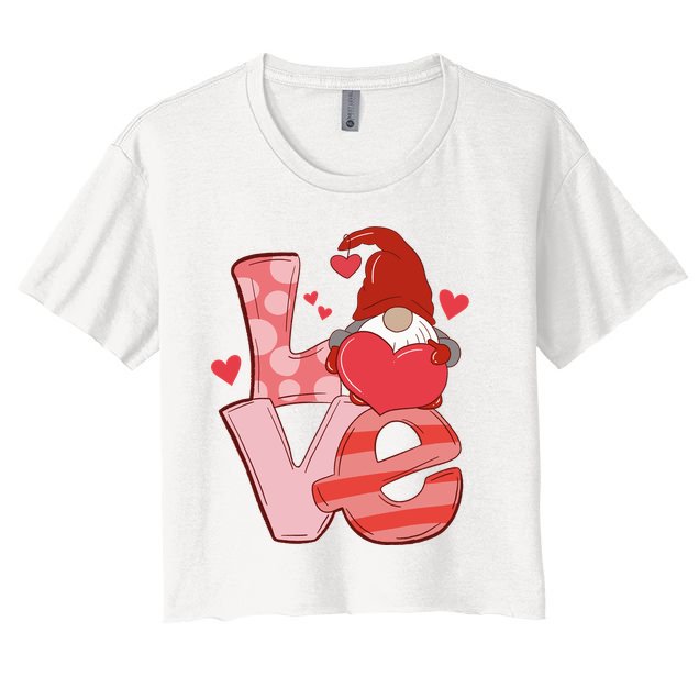 Love Cute Gnome Valentines Day Heart Crop Top