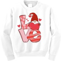 Love Cute Gnome Valentines Day Heart Kids Sweatshirt