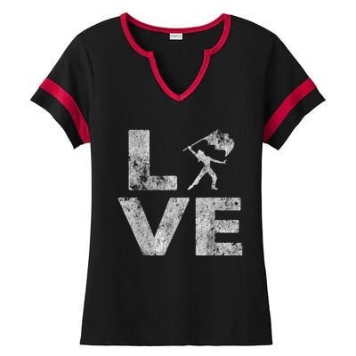 Love Color Guard Winter Guard Distressed Ladies Halftime Notch Neck Tee