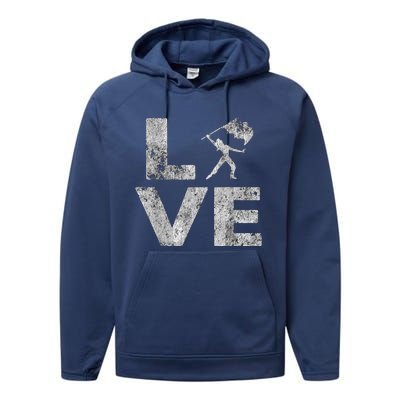 Love Color Guard Winter Guard Distressed Performance Fleece Hoodie