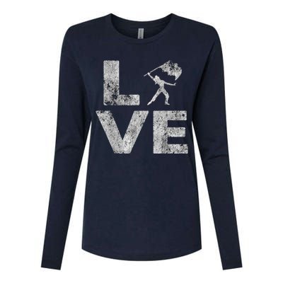 Love Color Guard Winter Guard Distressed Womens Cotton Relaxed Long Sleeve T-Shirt