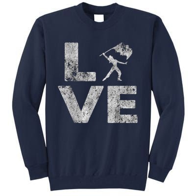 Love Color Guard Winter Guard Distressed Tall Sweatshirt