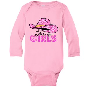 Leopard Cowboy Hat Lets Go Cowgirls Western Country Baby Long Sleeve Bodysuit