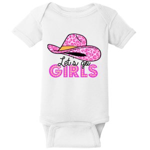 Leopard Cowboy Hat Lets Go Cowgirls Western Country Baby Bodysuit