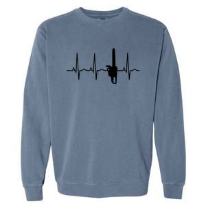 Lumberjack Chainsaw Heartbeat For Arborists Garment-Dyed Sweatshirt