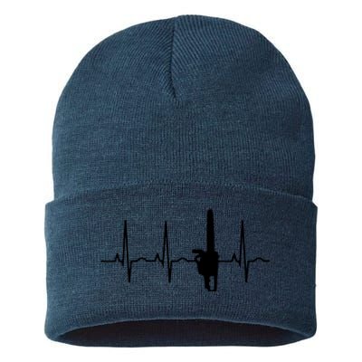 Lumberjack Chainsaw Heartbeat For Arborists Sustainable Knit Beanie