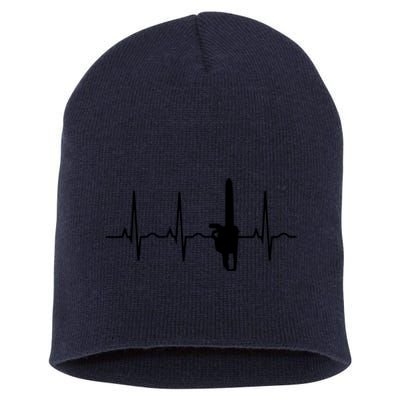 Lumberjack Chainsaw Heartbeat For Arborists Short Acrylic Beanie